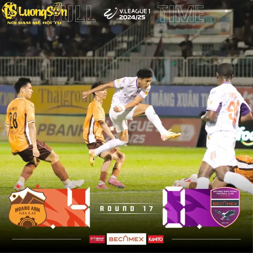 HAGL đánh bại Bình Dương 4-0, với 3 bàn thắng được ghi trong hiệp 1